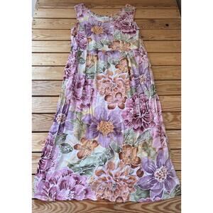Y2K Vintage Jams World Women’s Sleeveless Floral Dress Size L Pink Sf